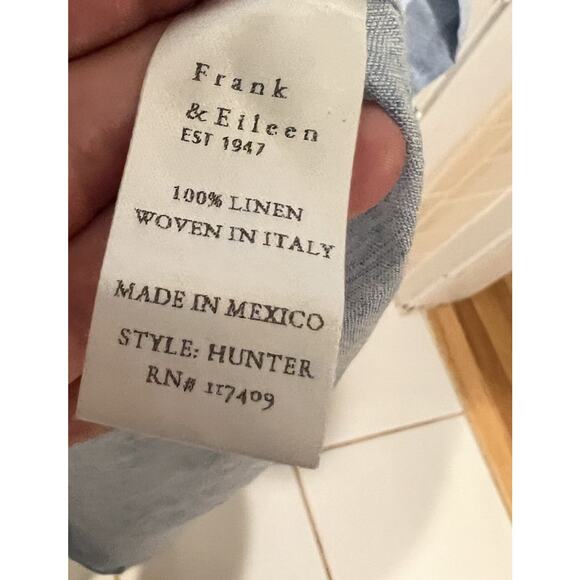 Frank & Eileen Hunter Blue Linen Shirt Dress Button Front Size Small $398 - Picture 7 of 8